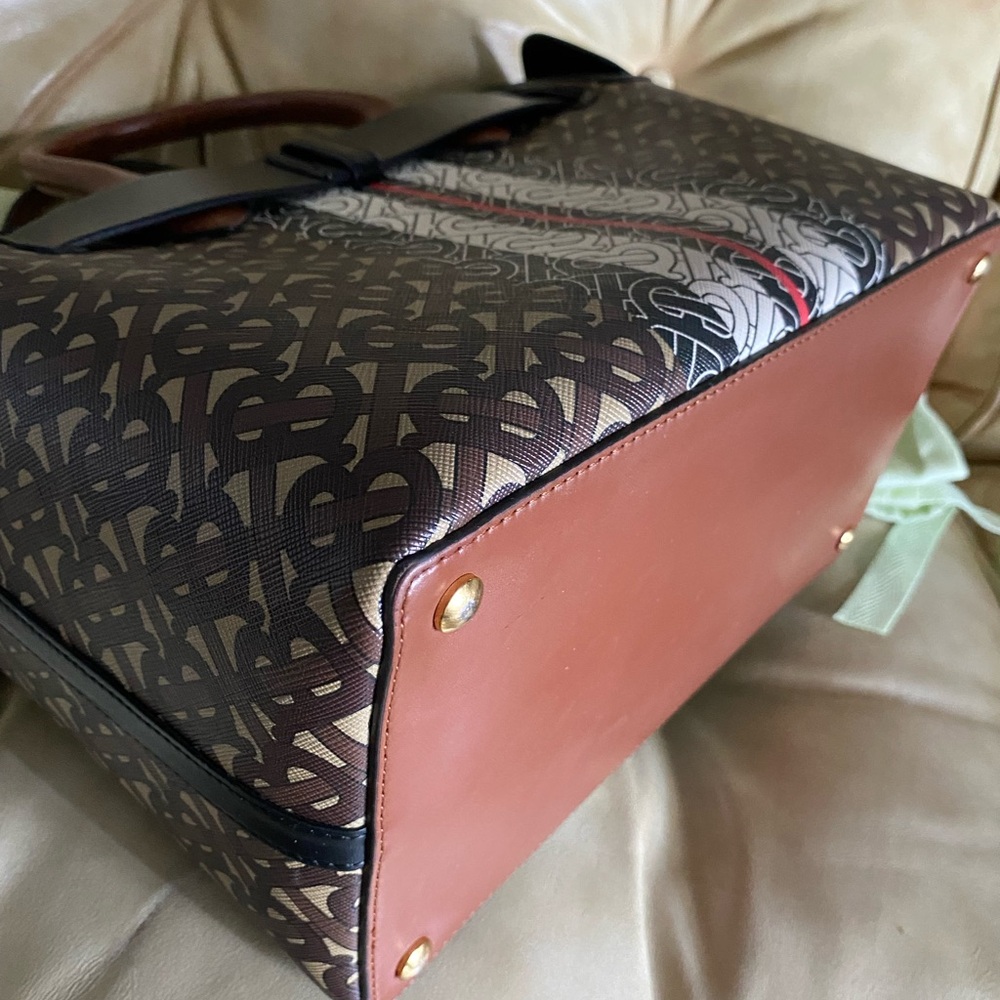 SALE Burberry Belt Bag Satchel w/Strap Monogram Stripe E-canvas 2Way Leather COA - Picture 14 of 16